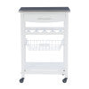 Zoey White Kitchen Cart Stainless Steel Top
