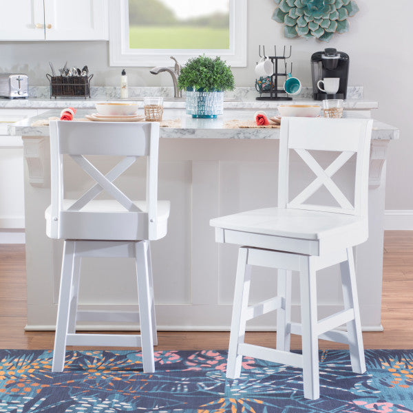Zoe White Swivel Counter Stool