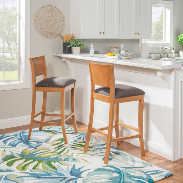 Reese Brown Bar Stools Upholstered Seat (Set of 2)