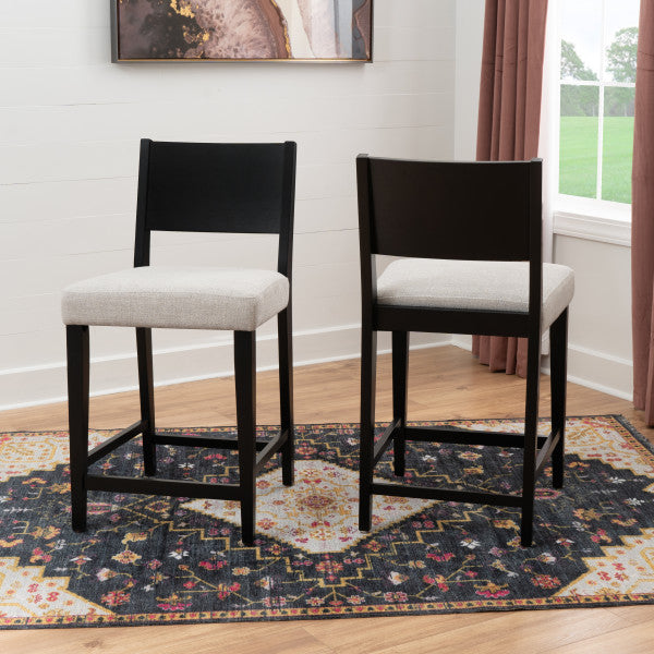 Cosgrove Black Upholstered Counter Stools (Set of 2)