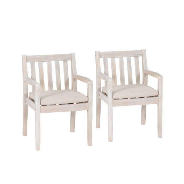 Svana Natural Armed Outdoor Dining Chair (Set of 2)