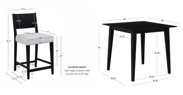 Cosgrove Black Upholstered 3PC Counter Set