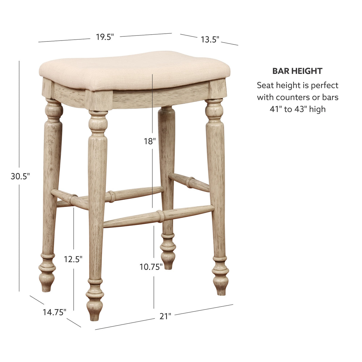 Marino Antique Backless Bar or Counter Stool