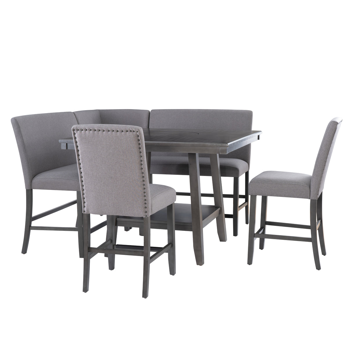 Seneca Gray Counter Group Bench Nook 6PC