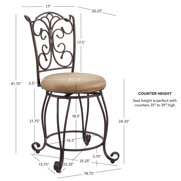 Gathered Back Bronze 31in Bar Stool