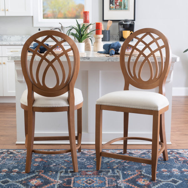 Oakley Brown Counter Stools Upholstered Seat (Set of 2)