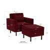 Welby Berry Velvet Chair and Ottoman Set