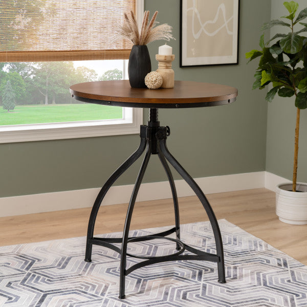 Haywood Gray Round Adjustable Bar Table