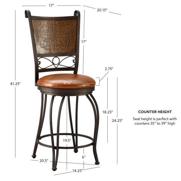 Bernet Copper Stamped Counter Stool