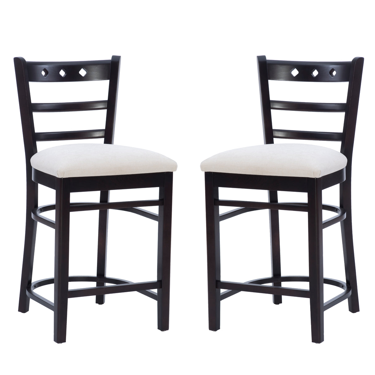 Dotty Dark Brown Counter Stools with Upholstered Seat (Set of 2)