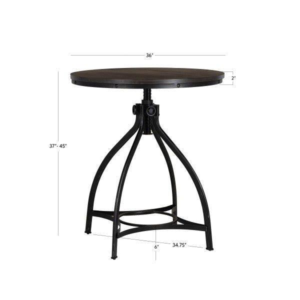 Haywood Gray Round Adjustable Bar Table