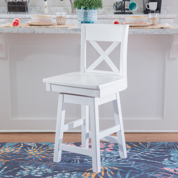 Zoe White Swivel Counter Stool