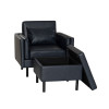 Welby Navy Faux Leather Chair and Ottoman Set