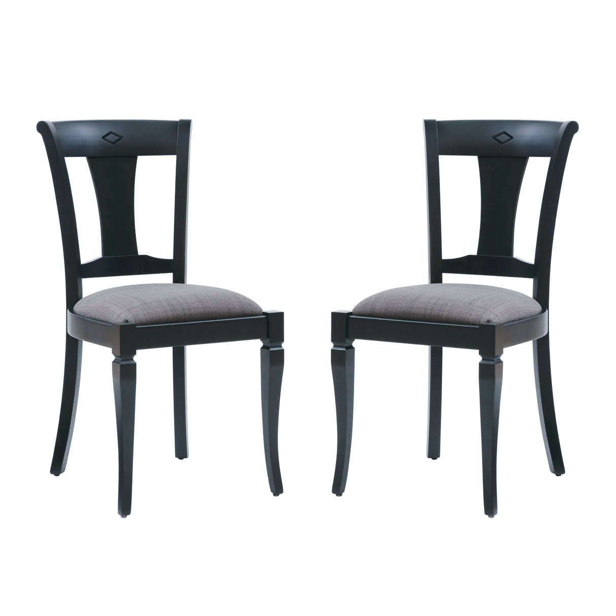 Roma Black Chair Upholstered Seat (Set oe 2)