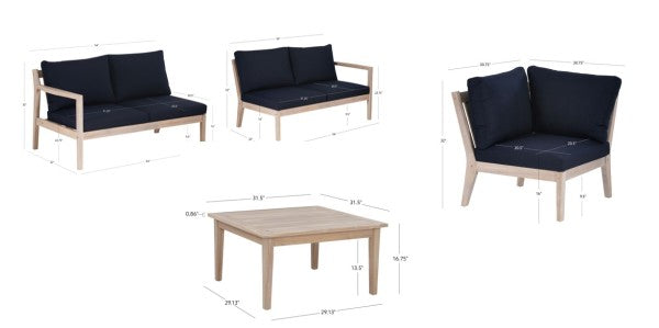 Svana Beige or Navy 4PC Sectional Set