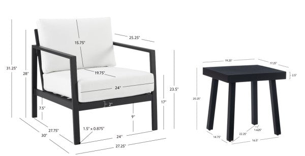 Alora Aluminum Outdoor 3PC Chat Set