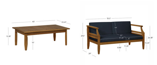 Corolla Navy or Beige Loveseat and Coffee Table Set