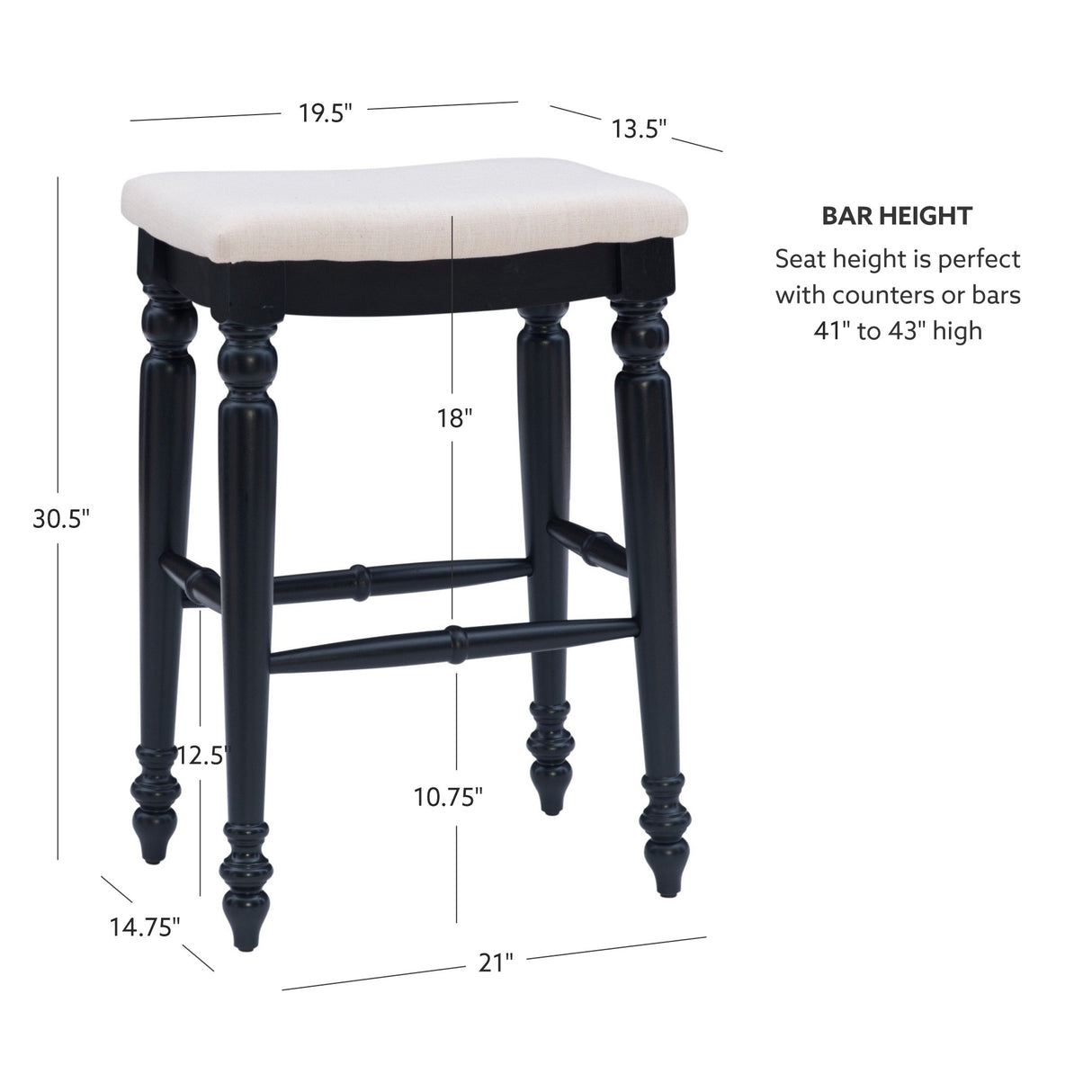 Marino Antique Backless Bar or Counter Stool