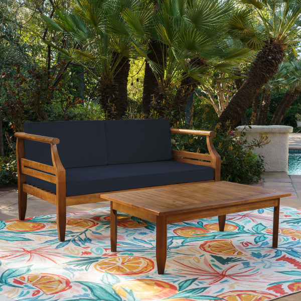 Corolla Navy or Beige Loveseat and Coffee Table Set