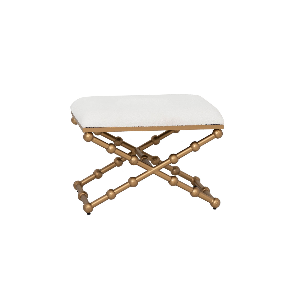 Campaign Cream Boucle Gold Sphere Stool