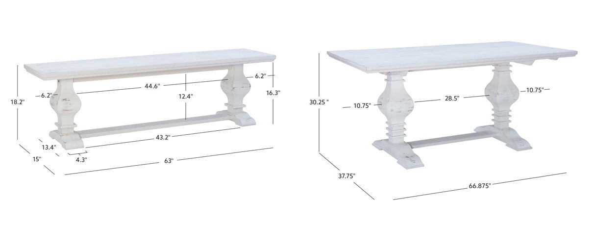 Banks 3 Piece Dining Table 2 Benches