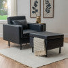 Welby Navy Faux Leather Chair and Ottoman Set