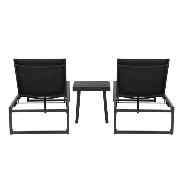 Alora Aluminum 3PC Chaise Lounge and Table Set