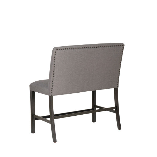 Seneca Gray Upholstered Counter Bench With Back