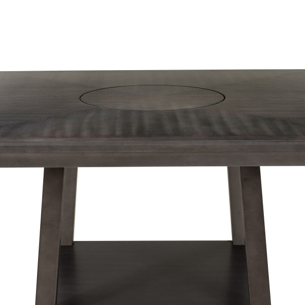Seneca Brown Counter Height Table With Lazy Susan