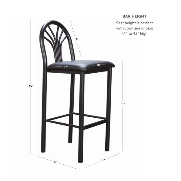 Soleil Black Vinyl Metal Bar Stools (Set of 2)