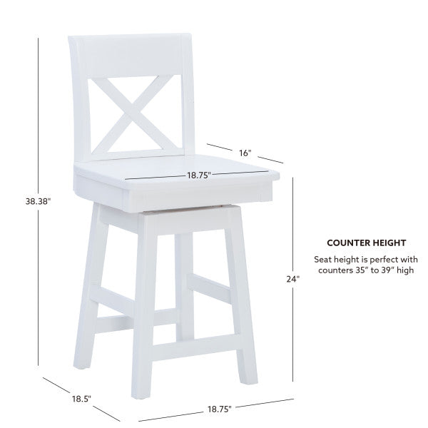 Zoe White Swivel Counter Stool