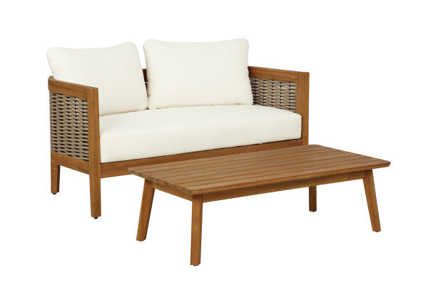 St. Lucia Brown Loveseat and Table Outdoor Set