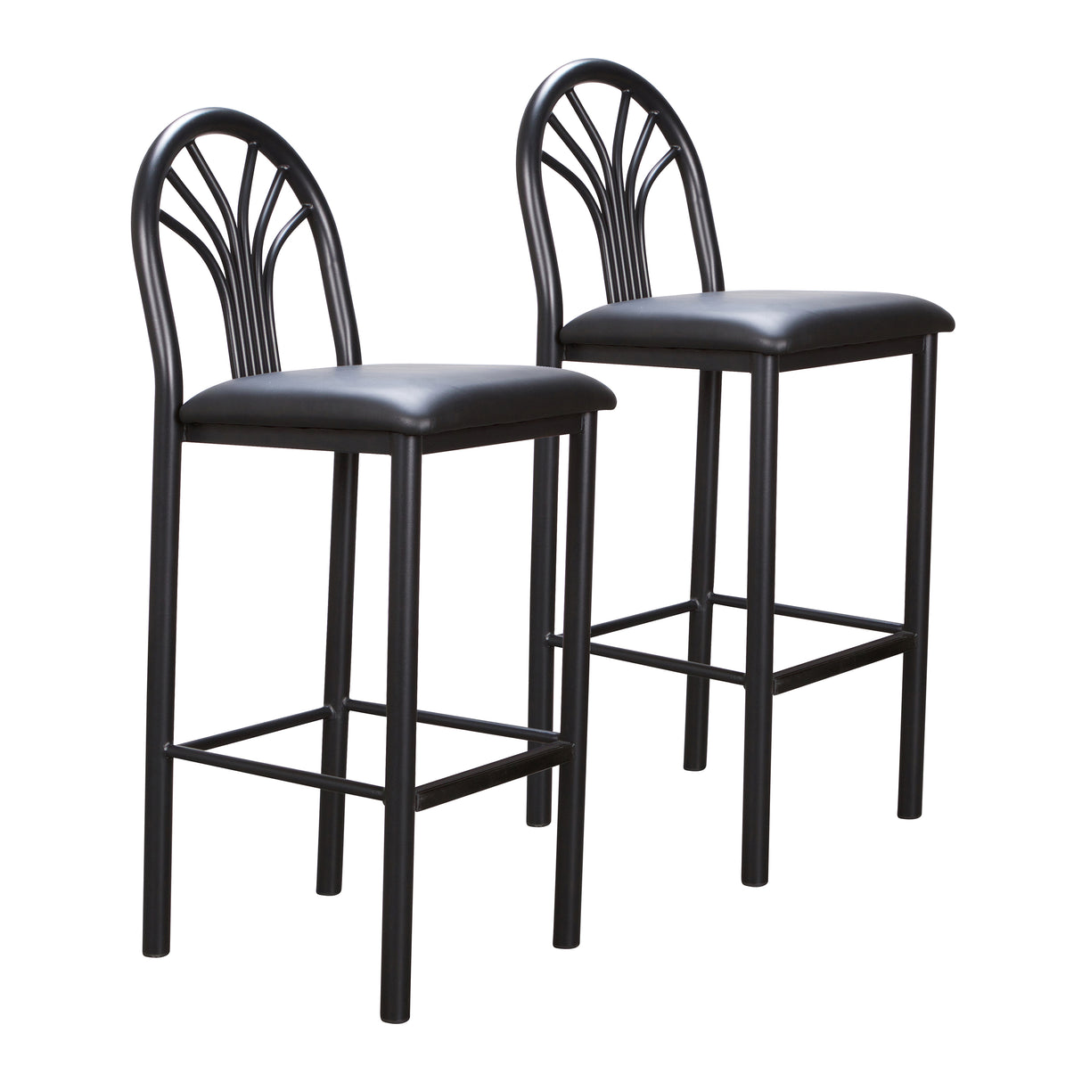 Soleil Black Vinyl Metal Bar Stools (Set of 2)