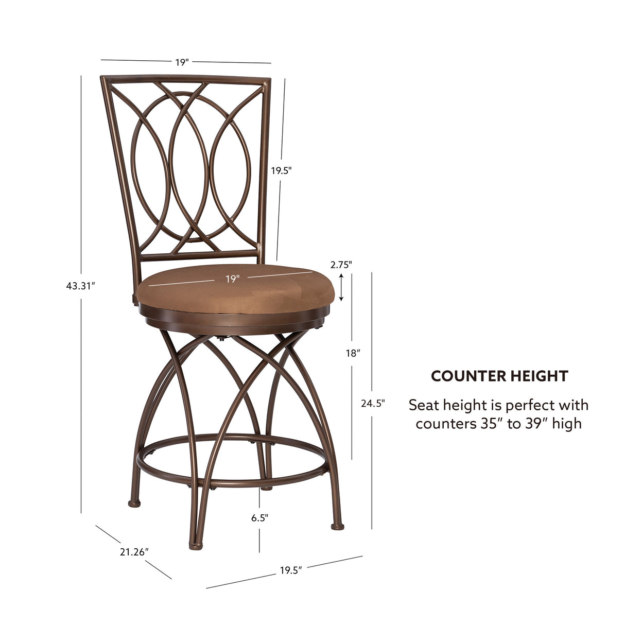 Brasco Big And Tall Bronze Stool