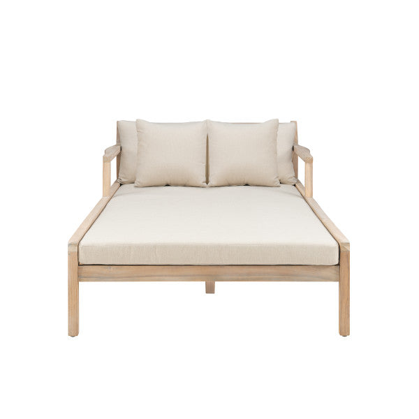 Svana Beige Outdoor Double Chaise Lounger