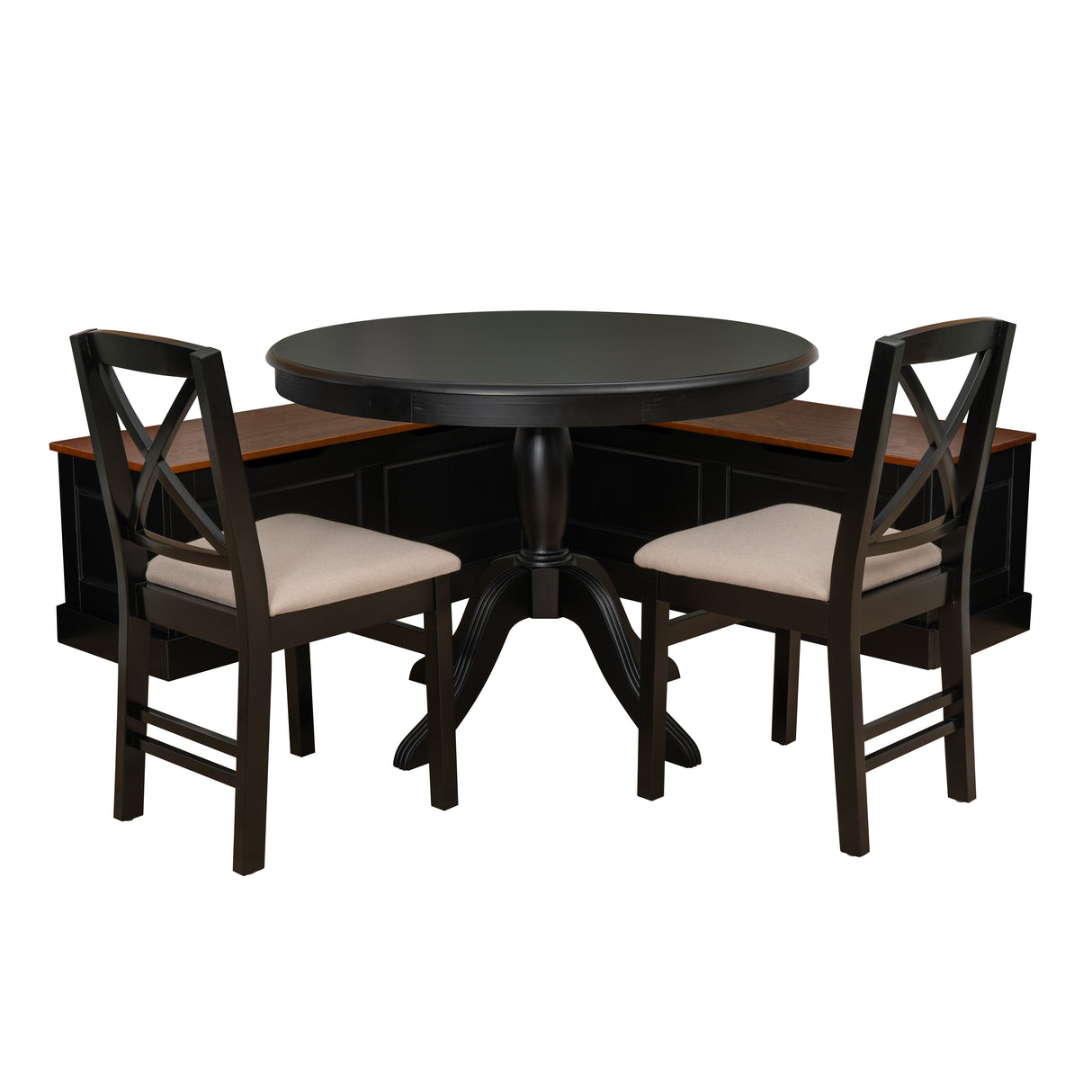 Norah Black Walnut Nook Black Table 2 Chair