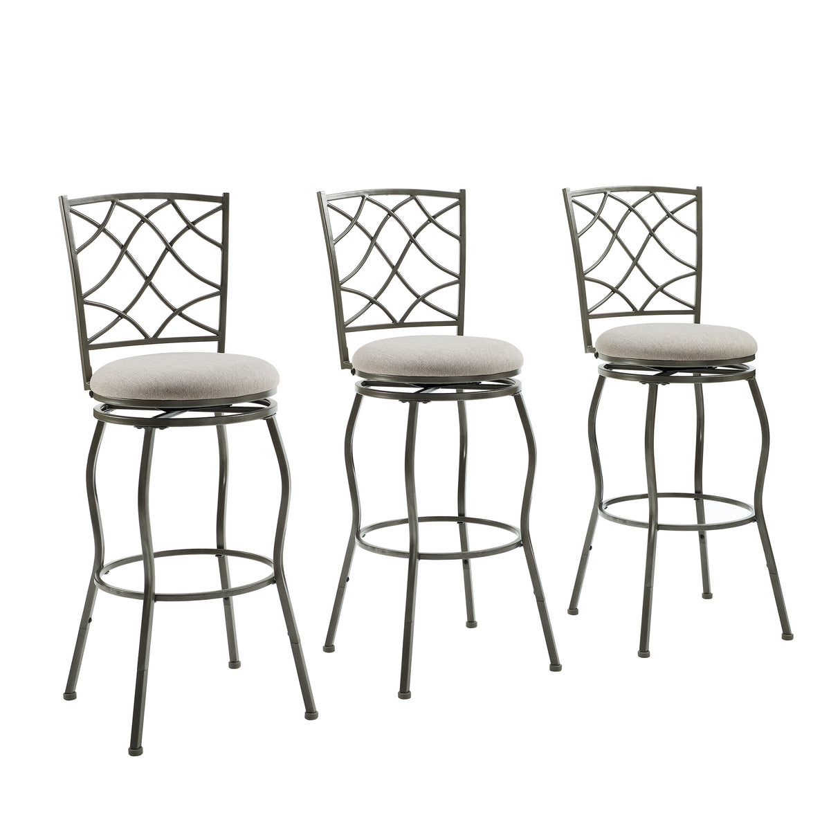 Karla Pewter Adjustable Leg Stools (Set of 3)