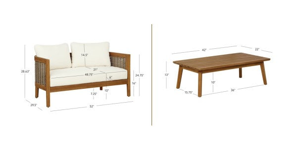 St. Lucia Brown Loveseat and Table Outdoor Set