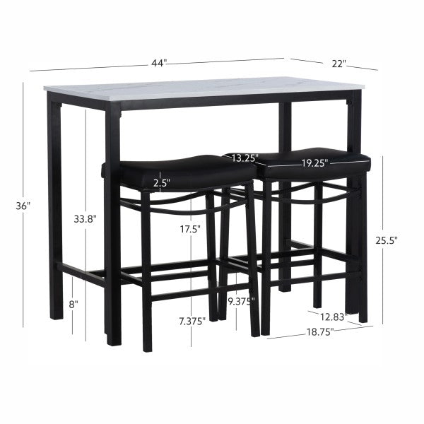 Betty Faux Marble 3 Piece Faux Leather Set