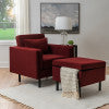 Welby Berry Velvet Chair and Ottoman Set