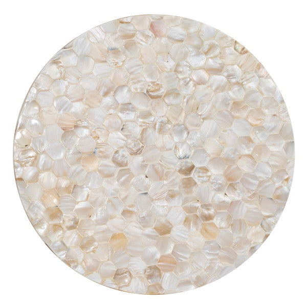 Capiz Beige and Wood Side Table