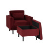 Welby Berry Velvet Chair and Ottoman Set