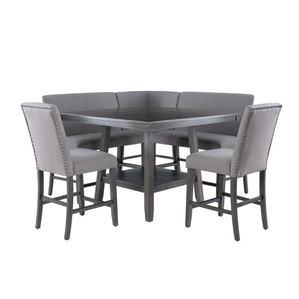 Seneca Gray Counter Group Bench Nook 6PC