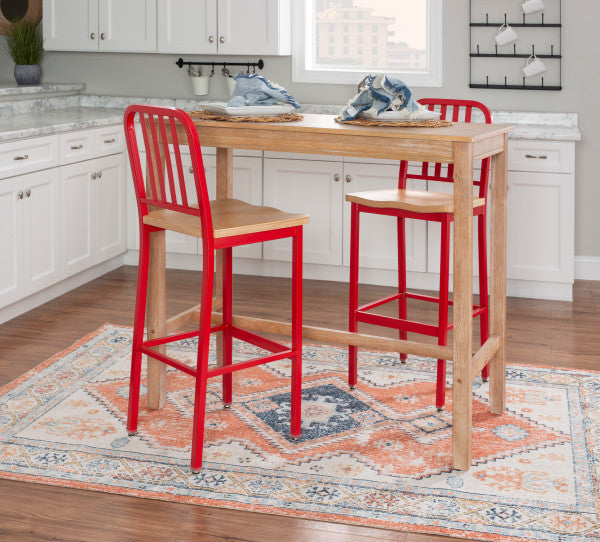 Soren Metal Bar Stools With Wood Seat (Set of 2)