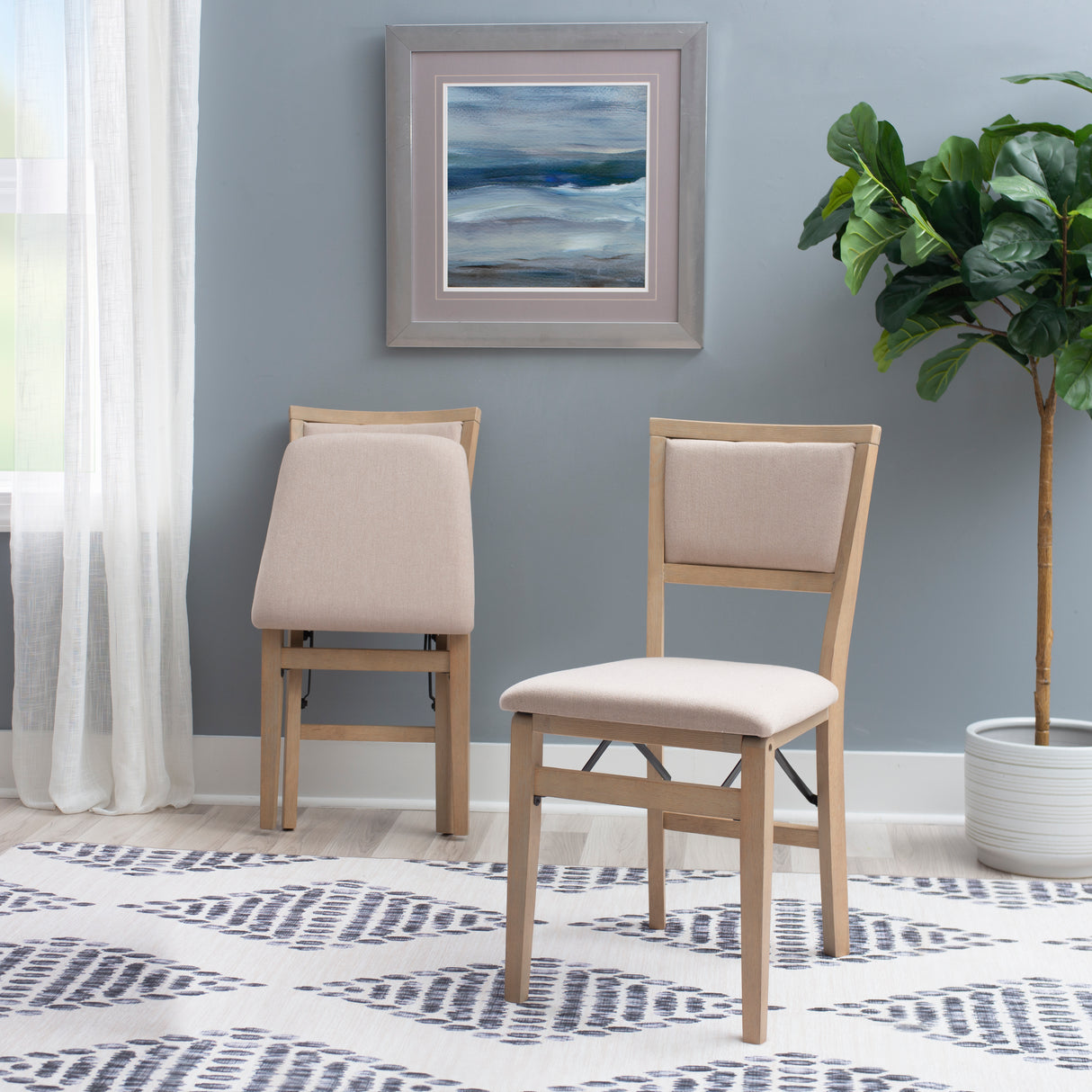 Keira Gray wash Padded Folding Chair