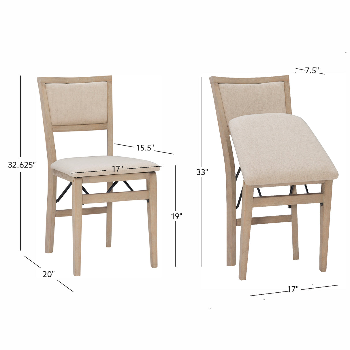 Keira Gray wash Padded Folding Chair