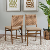Natural Woven Back Folding Chair