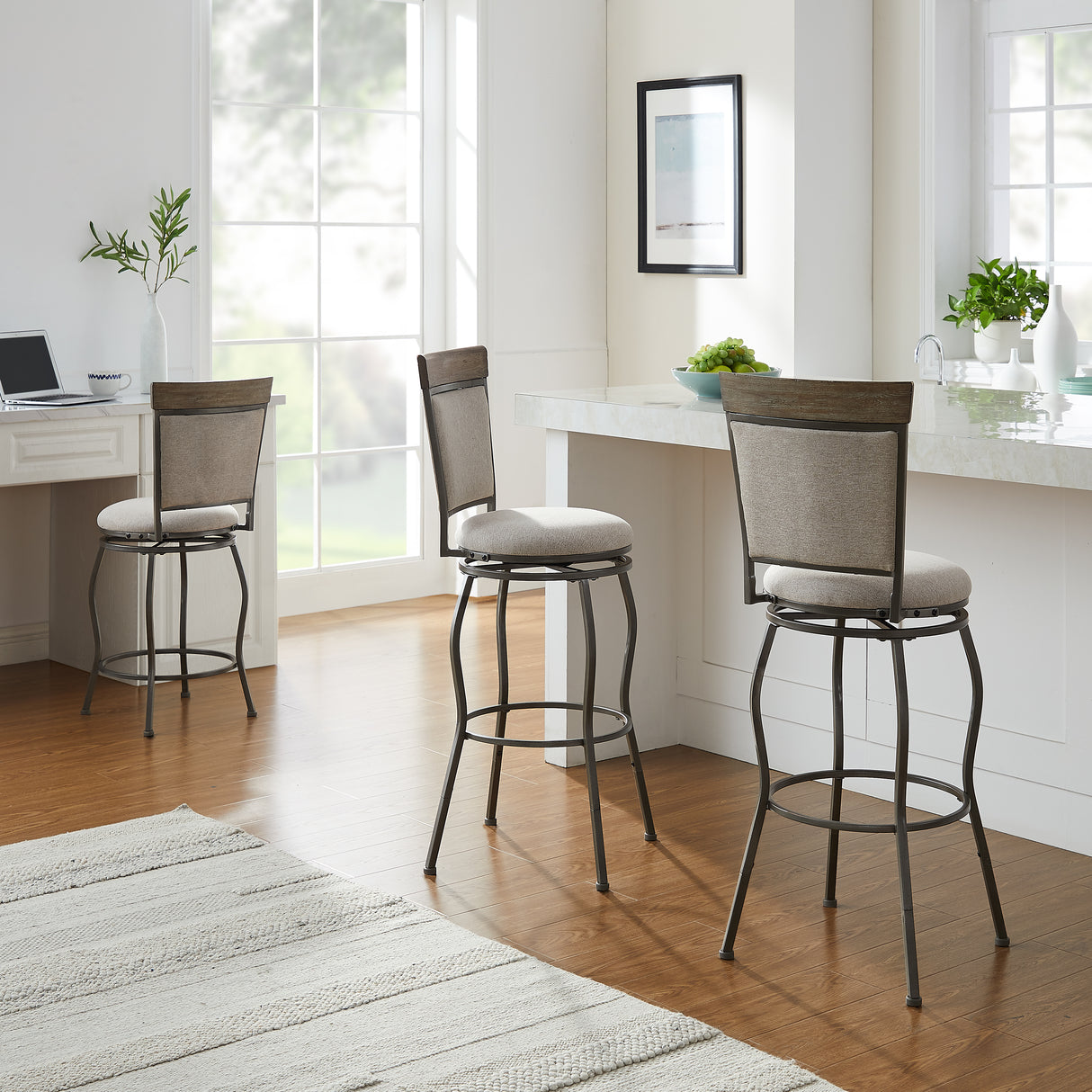 Essex Adjustable Pewter Stools (Set of 3)