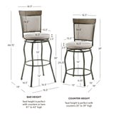 Essex Adjustable Pewter Stools (Set of 3)