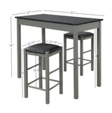 Lance Tavern Set Black With Faux Marble Top